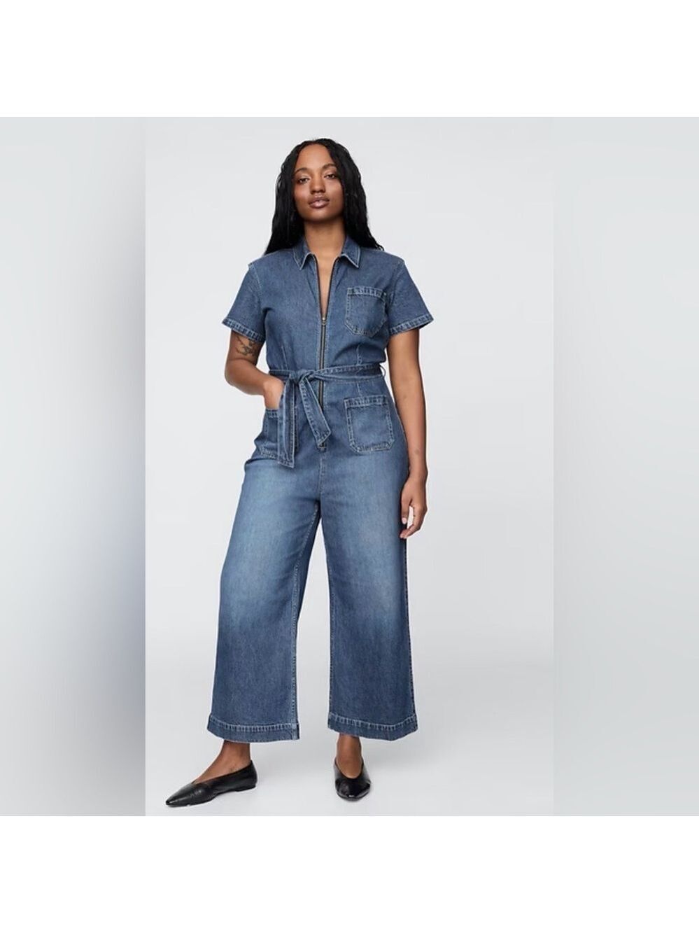 Gap Retro Denim Belted Jumpsuit Coveralls NWOT 12 Classic Timeless Iconic Jeans